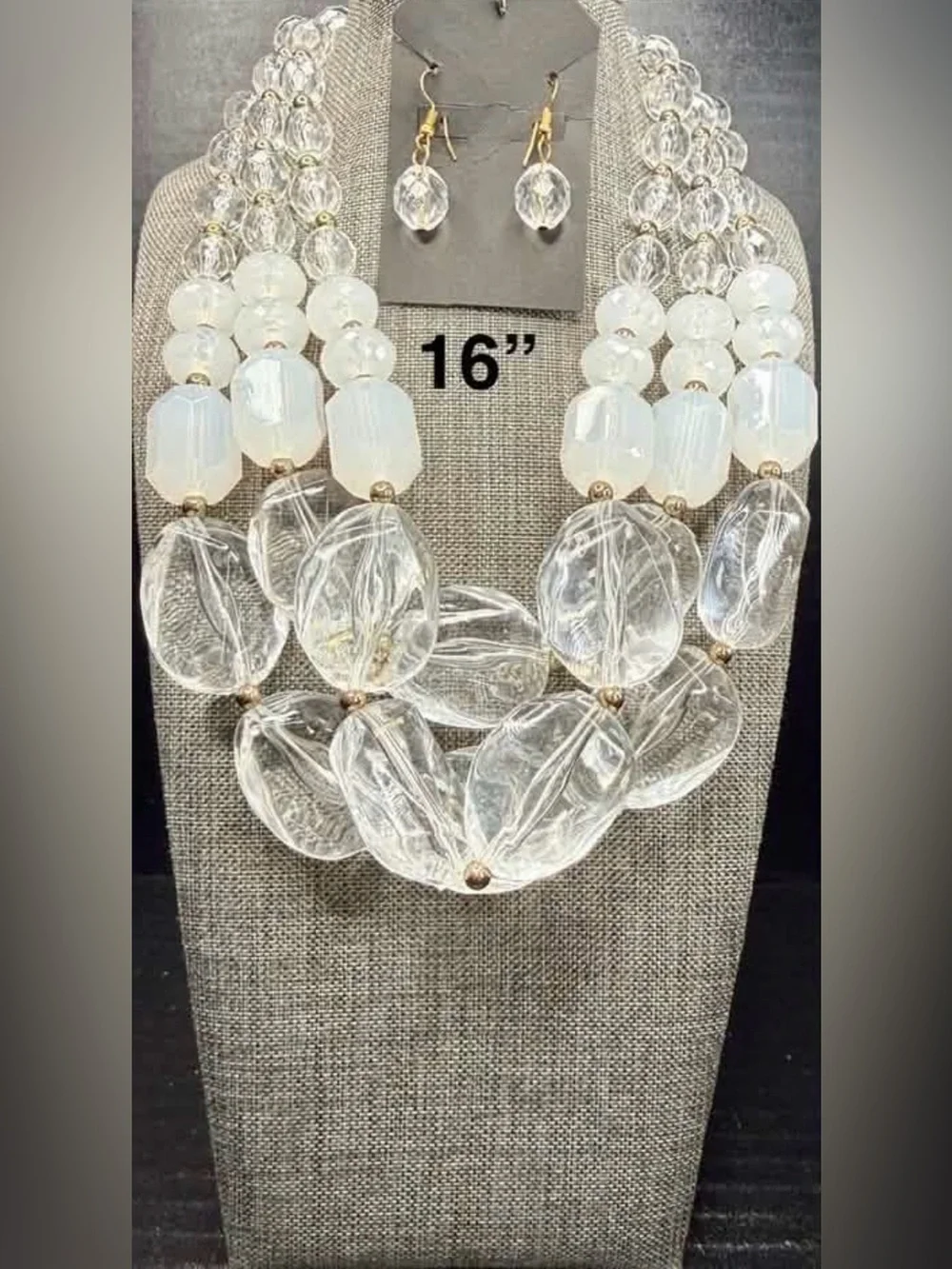 Clear Crystal Statement Necklace - 16
